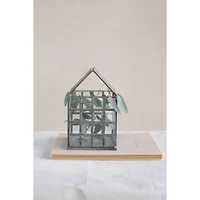 Hello Honey® 10" Zinc Finish Metal & Glass Greenhouse Terrarium