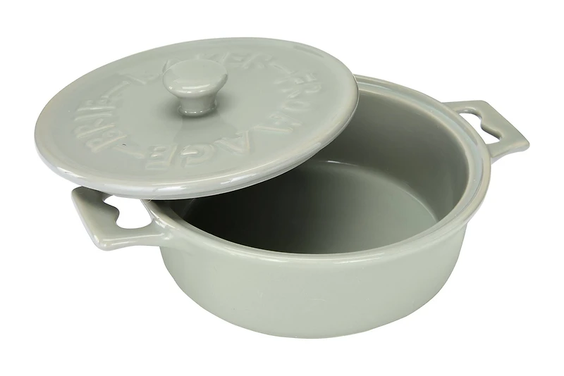 Hello Honey® Farmhouse Round Lidded Stoneware Brie Bakers with Wood Spreaders Set