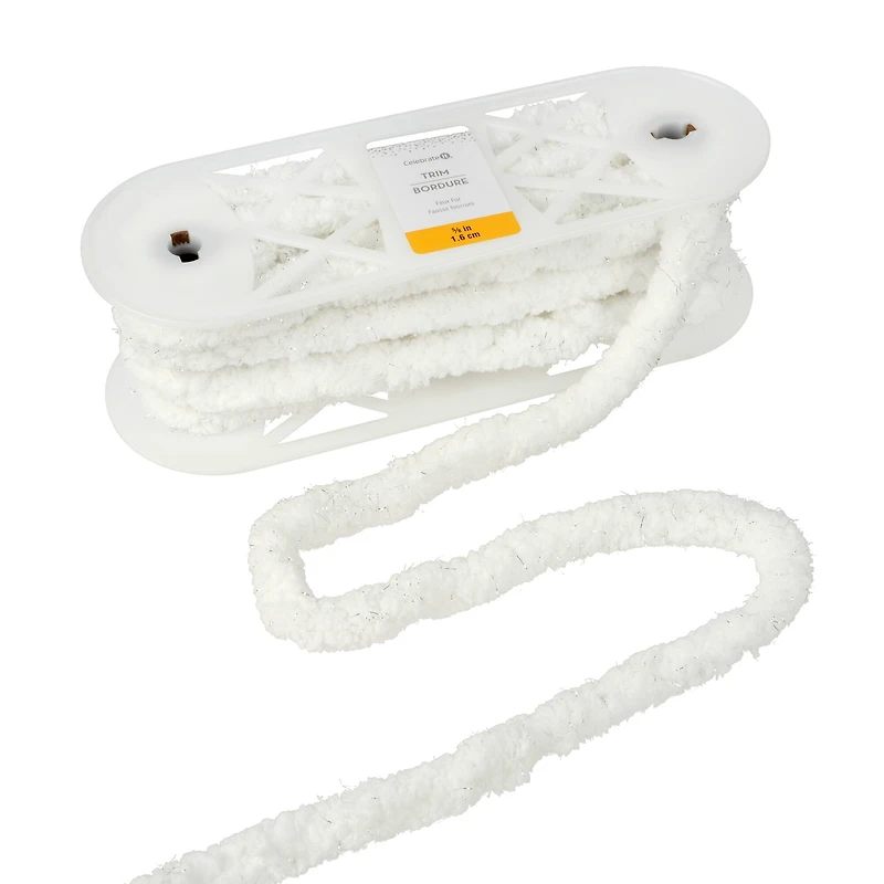 5/8" White & Silver Faux Fur Trim by Celebrate It®