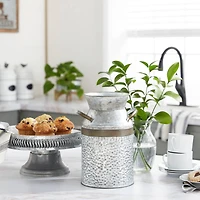 12" Gray Decorative Tin Milk Can