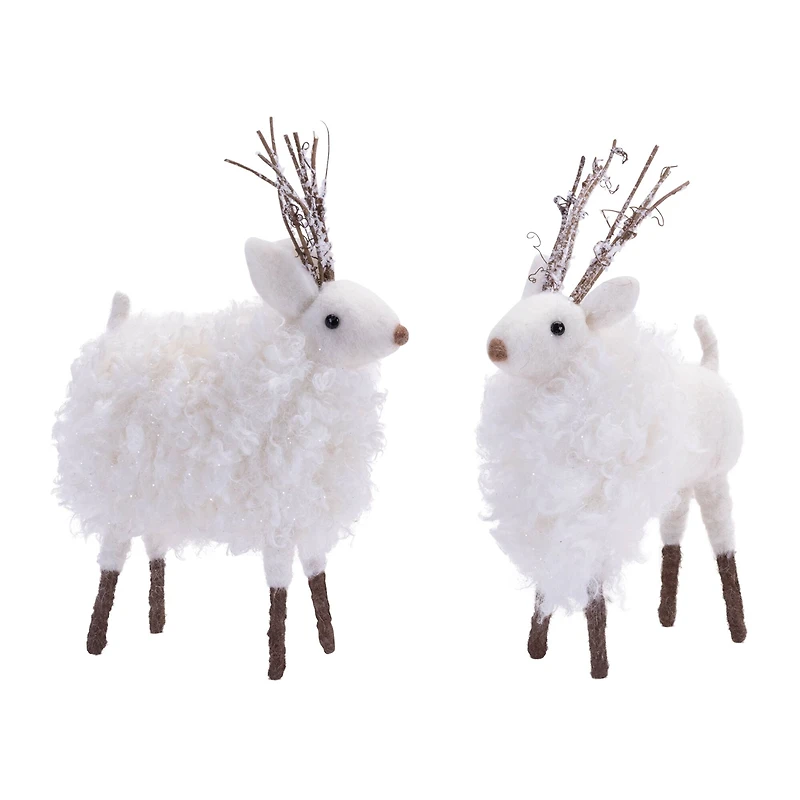 Fluffy Winter Deer Shelf Sitter, 3 Pack of 2