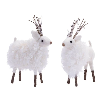 Fluffy Winter Deer Shelf Sitter, 3 Pack of 2