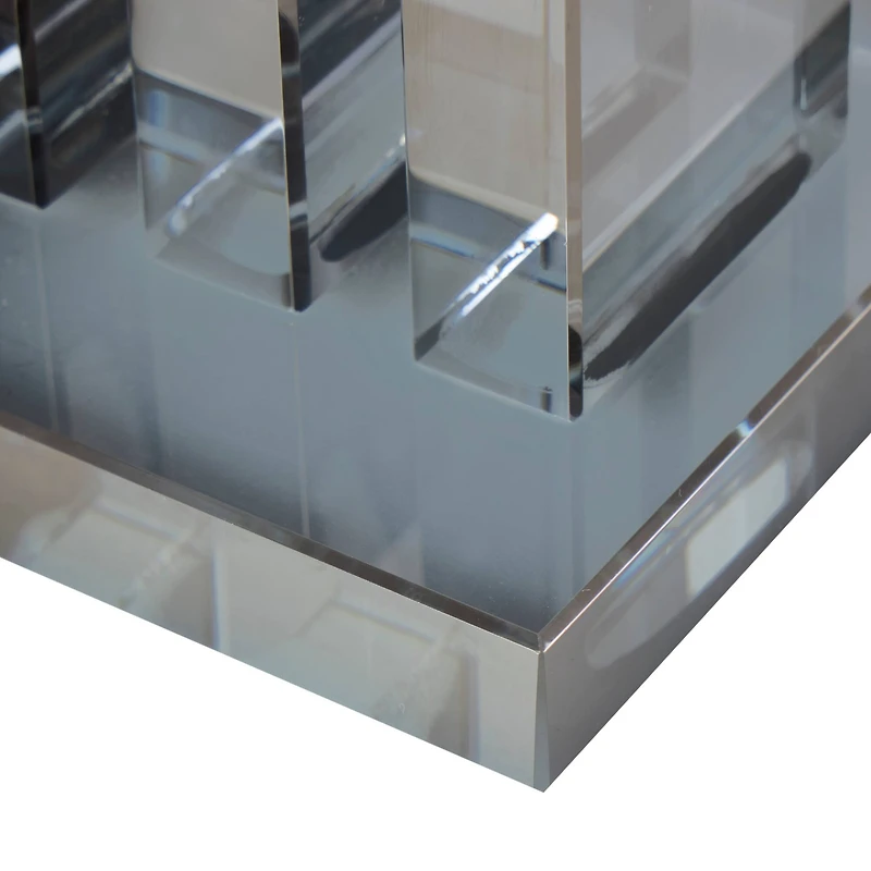 6" Silver Crystal Geometric Pyramid Bookends Set