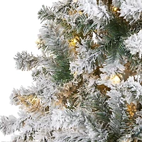 8ft. Pre-Lit Flocked Rock Springs Spruce Artificial Christmas Tree with Clear LED Lights