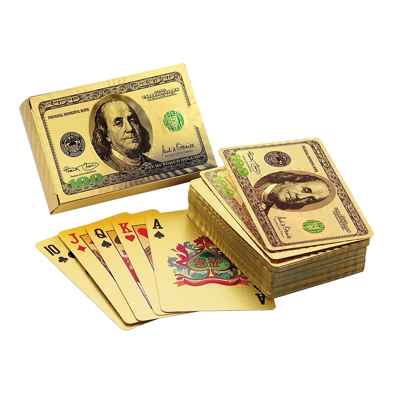 Franklin Silver Foil 100 Bill and Gold Foil Playing Card Set