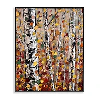 Stupell Industries Autumn Birch Trees Abstract Leaves Framed Giclee Art
