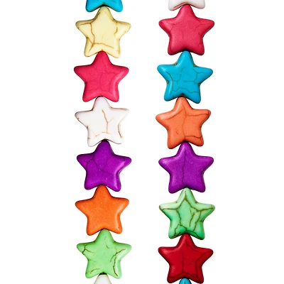 12 Pack:  Colorful Reconstituted Star Beads, 15mm by Bead Landing™