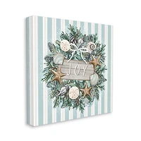Stupell Industries Striped Joy Seashell Wreath Canvas Wall Art