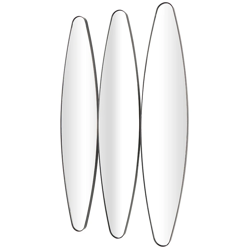 10" x 47" Black Metal  Elongated Oval Wall Mirror Set
