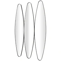 10" x 47" Black Metal  Elongated Oval Wall Mirror Set