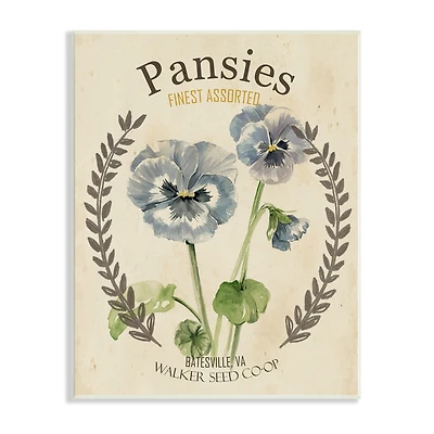 Stupell Industries Blue Assorted Pansies Vintage Floral Seed Packet Wall Plaque