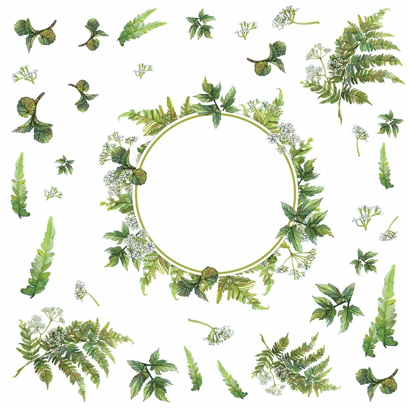 RoomMates Fern Peel & Stick Decals with Circle Mirror