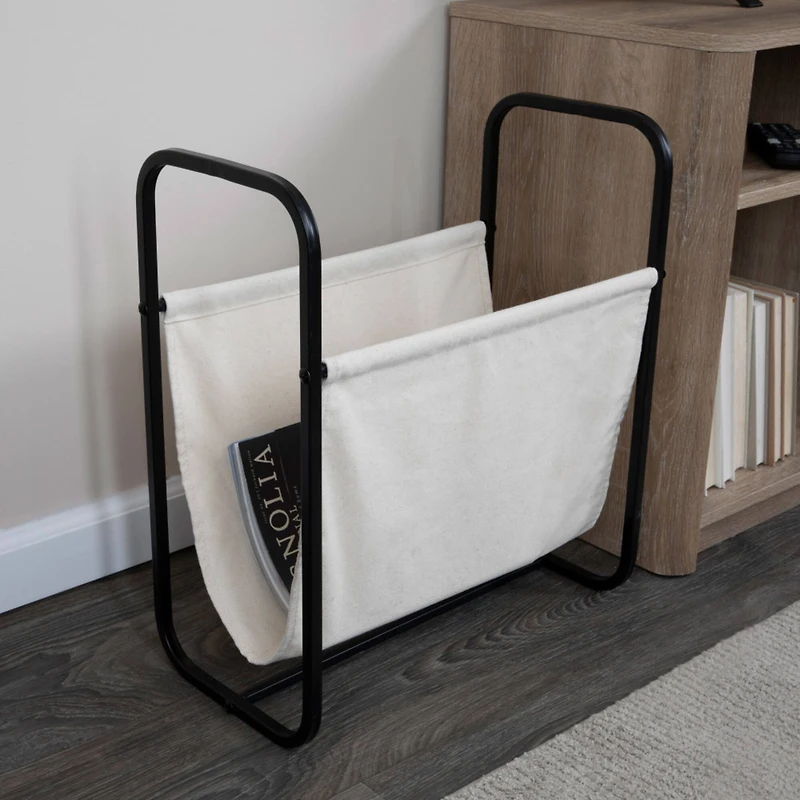 Household Essentials 20" Canvas & Metal Magazine Rack