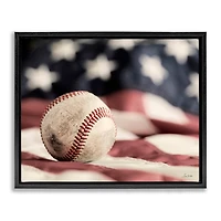 Stupell Industries Baseball & American Flag Floater Framed Art