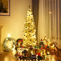 Costway 6ft. Unlit Champagne Gold Tinsel Slim Christmas Tree