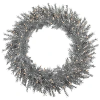 36" Pre-Lit Silver Tinsel Artificial Christmas Wreath