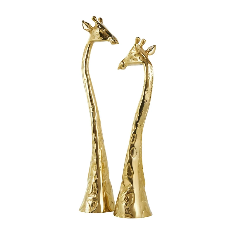 Gold Aluminum Giraffe Sculpture Set
