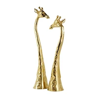 Gold Aluminum Giraffe Sculpture Set