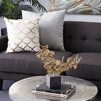 CosmoLiving by Cosmopolitan 18" Gold Contemporary Gingko Leaf Sculpture