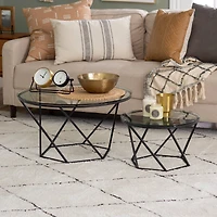 Walker Edison Black Geometric Glass Nesting Tables Set