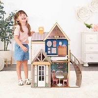 KidKraft Modern Charm Wooden Dollhouse with Open & Close Front & 7 Accessories
