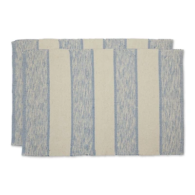 DII® Stonewash Blue Variegated Stripe Recycled Yarn Rug Set, 2ft. x 3ft.