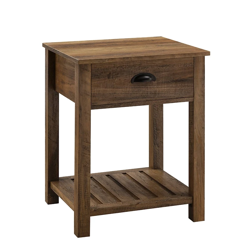 Walker Edison 18" Reclaimed Barnwood Country Drawer Side Table