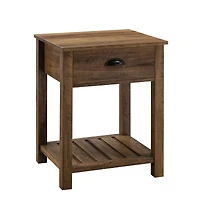 Walker Edison 18" Reclaimed Barnwood Country Drawer Side Table