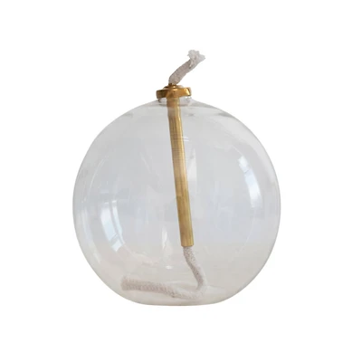 Hello Honey® 6" Clear Mid-Century Glass Oil Sphere Lamp with Brass Fitting