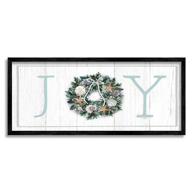 Stupell Industries Joy Holiday Seashell Wreath Framed Giclee Art