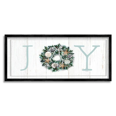 Stupell Industries Joy Holiday Seashell Wreath Framed Giclee Art