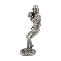 Silver Polystone Sculpture, Baseball Player 16" x 6" x 6"