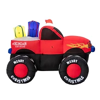 Glitzhome® 7ft. LED Lighted Santa Claus Pickup Truck Inflatable Décor