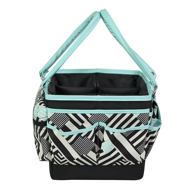Everything Mary Teal Geometric Deluxe Store & Tote Craft Organizer
