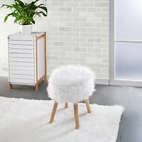 Organize It All White Faux Fur Storage Ottoman