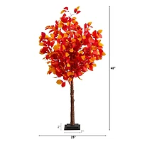 4ft. Pre-Lit Autumn Artificial Fall Tree with 160 Warm White LED Lights