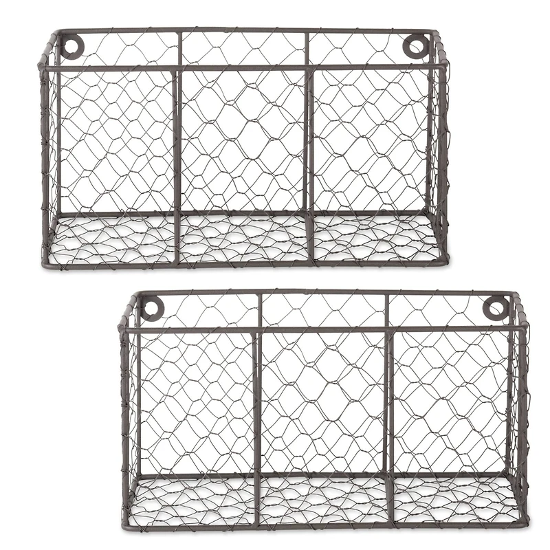 DII® Small Gray Wall Mount Chicken Wire Baskets, 2ct.