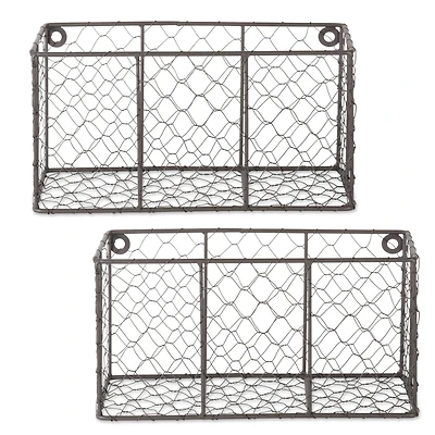 DII® Small Gray Wall Mount Chicken Wire Baskets, 2ct.