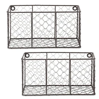 DII® Small Gray Wall Mount Chicken Wire Baskets, 2ct.