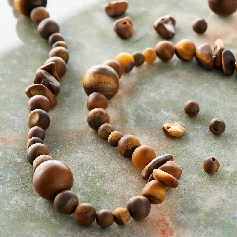 6 Pack: Matte Brown Tiger's Eye Stone Beads by Bead Landing™