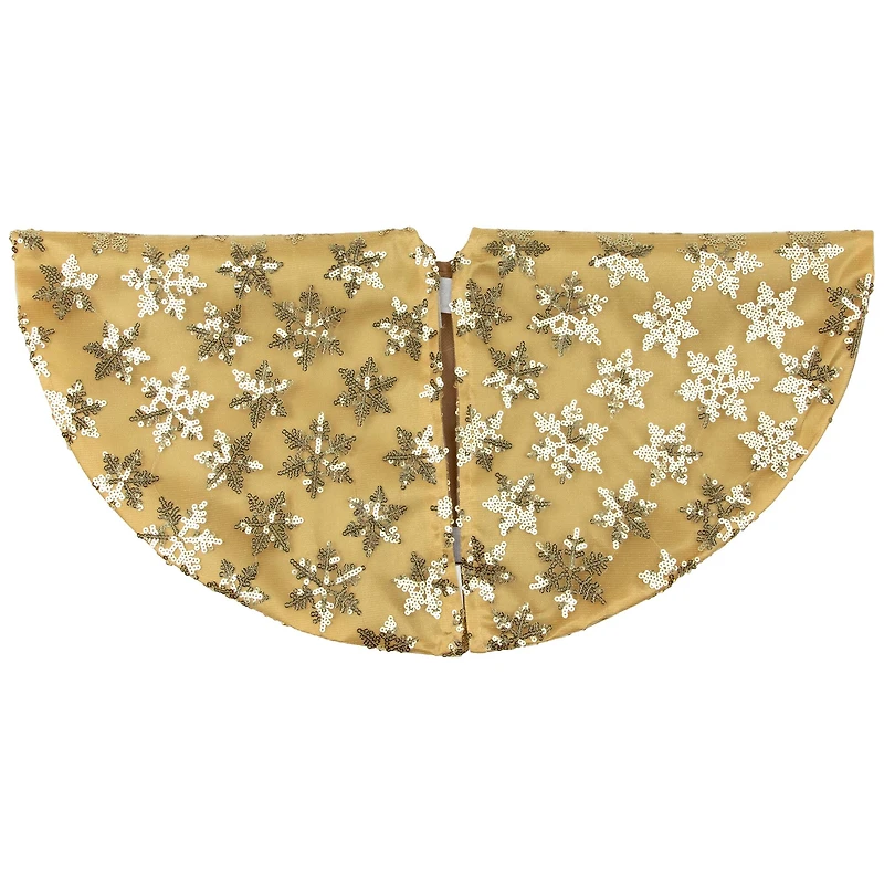 20" Gold Sequin Snowflake Mini Tree Skirt