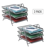Mind Reader Network Collection Silver Metal Mesh 3-Tier Paper Tray