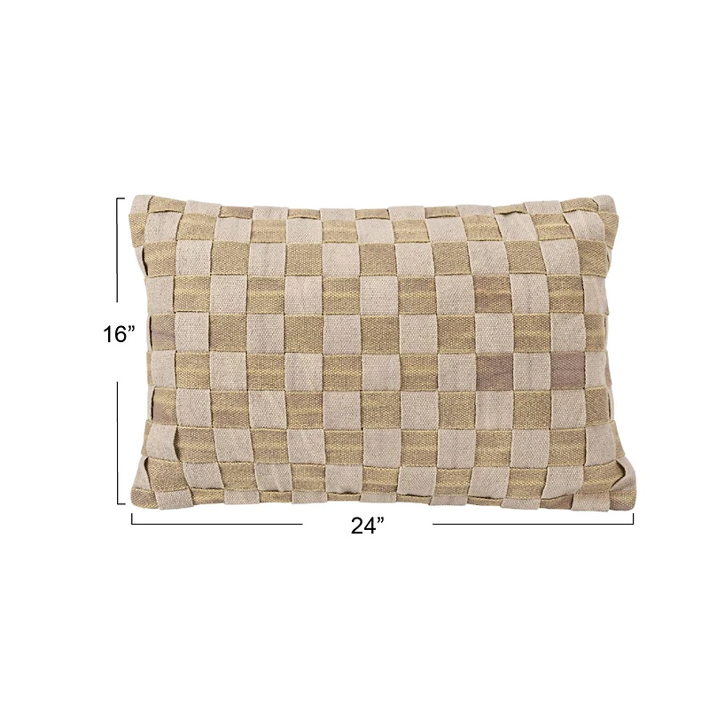 Hello Honey® Olive & Gray Woven Cotton Basket Weave Lumbar Pillow