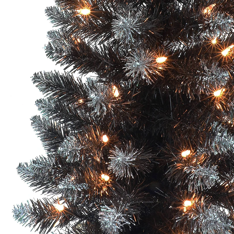 3ft. Pre-Lit Black Pine Artificial Christmas Tree, Clear Incandescent Lights