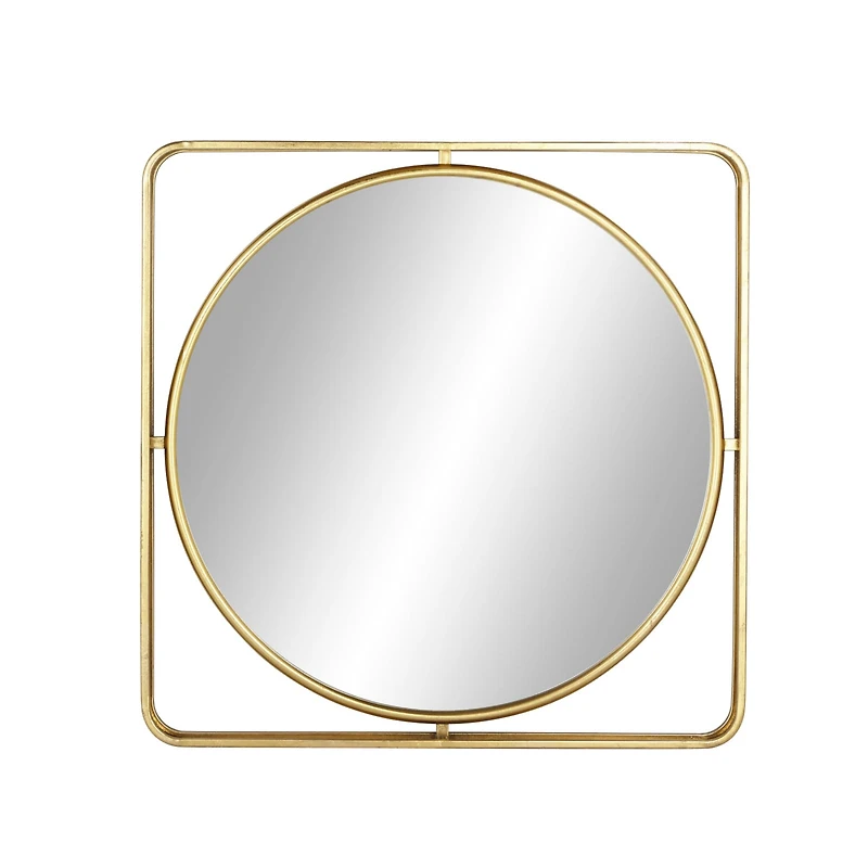 Gold Contemporary Metal Wall Mirror, 34" x 34"