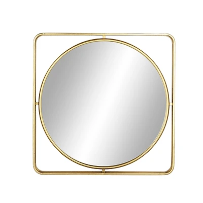 Gold Contemporary Metal Wall Mirror, 34" x 34"