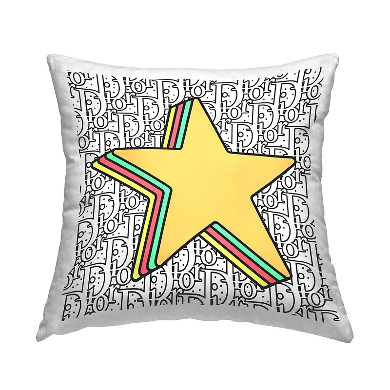 Stupell Industries Pop Style Star Symbol Glam Brand Pattern Throw Pillow, 18" x 18"