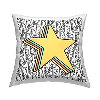 Stupell Industries Pop Style Star Symbol Glam Brand Pattern Throw Pillow, 18" x 18"