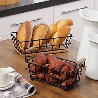 SunnyPoint 2-Tier Wire Basket with Wood Base
