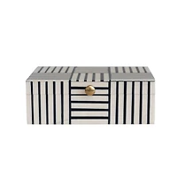 Hello Honey® 3" Modern Black & White Striped Box with Gold Clasp